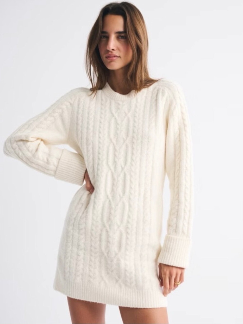 NWT Abercrombie & Fitch Cream Cable-Knit Sweater Dress